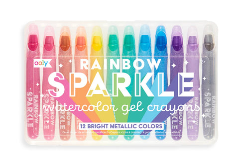 rainbow sparkle metallic watercolor gel crayons- set of 12