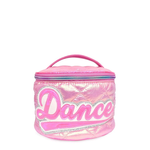 dance quilted metallic puffer cosmetic bag