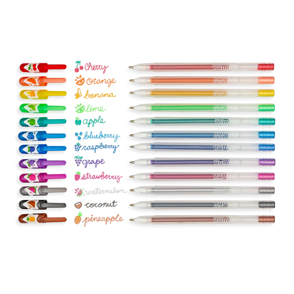 yummy yummy scented glitter gel pens - set of 12