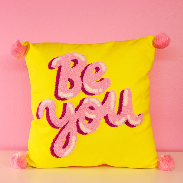 square hook pillow - be you